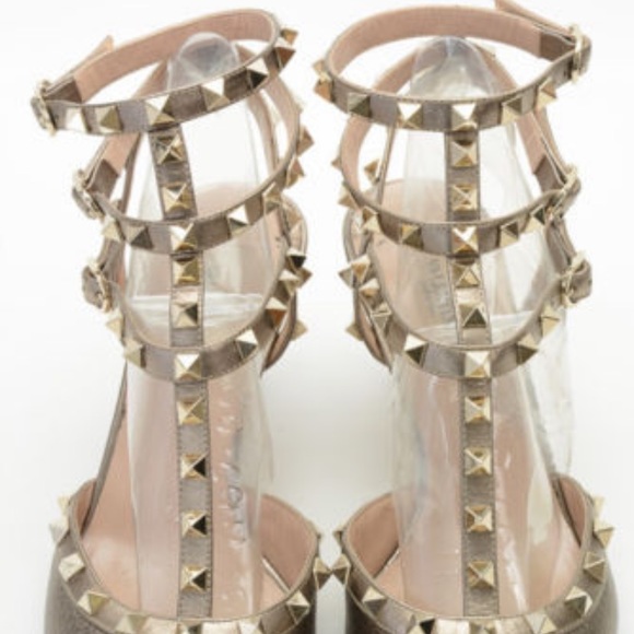 Valentino Gold Studded Heels - Picture 3 of 8